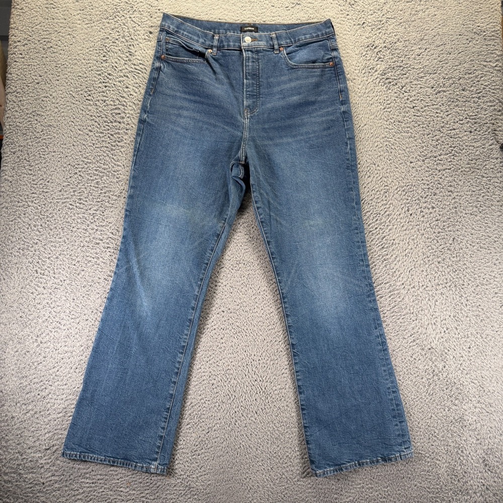 Express Jeans Womens 14 Blue Cotton Denim Bootcut Faded Travel High-Rise Stretch